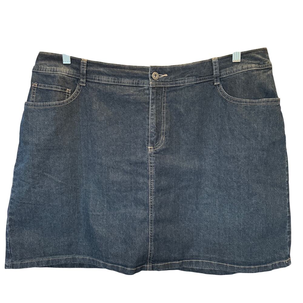 St. John's Bay Plus Size 18 Dark Wash Denim Skort Stretch Mid Rise Pocket Jean